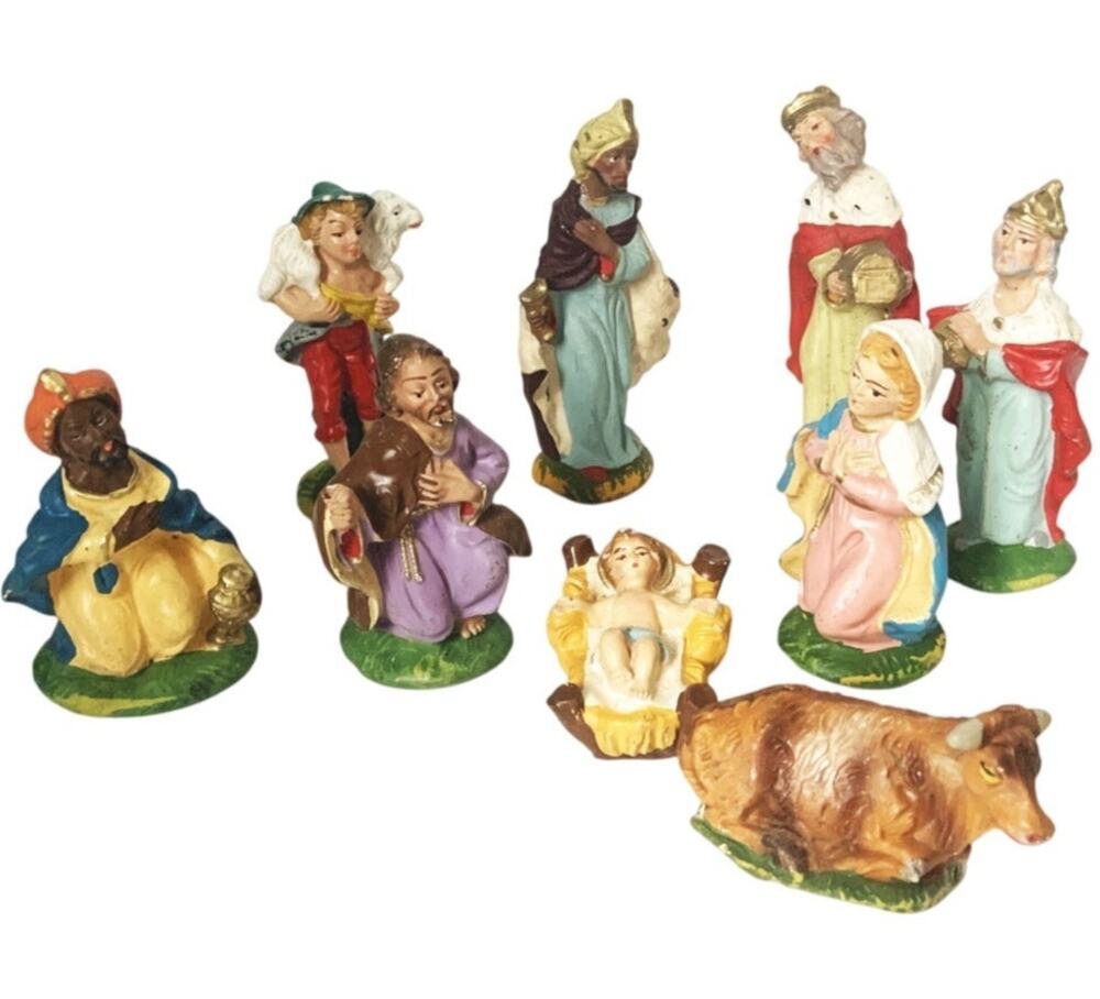 Vintage Nativity Holy Family 9 Piece Set